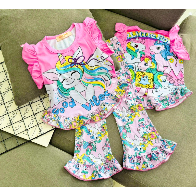 8-22kg | Bộ dài bé gái quần loe VIỀN BÈO, thun lạnh mềm mát