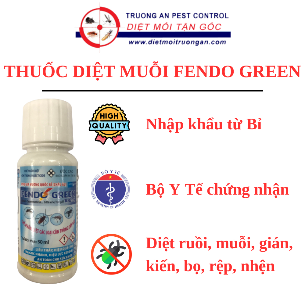 Thuốc diệt muỗi sinh học FENDO GREEN, diệt được cả Ruồi, Kiến, Gián, Rệp, Nhện, nhập khẩu từ Bỉ , chai 50 ml