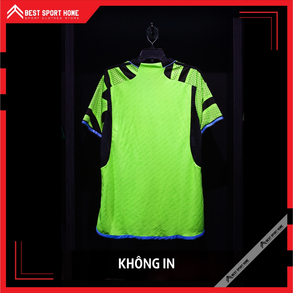 Set quần áo bóng đá Arsenal sân khách Logo thêu 2023/24 - Vải Climacool màu xanh lá form Âu - In ấn tên số theo yêu cầu