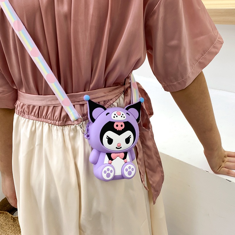 Túi đeo chéo vai bằng Silicon hình Kurumi cho bé gái dễ thương