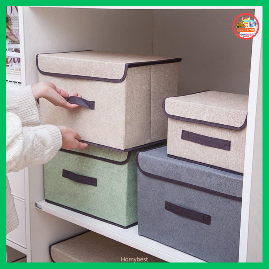 Sét 2 hộp vải đựng đồ dày dặn cứng cáp đa năng