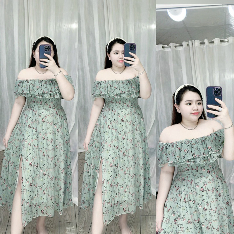 Đầm voan hoa xẻ tà