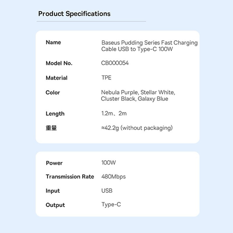 Dây Cáp Sạc Nhanh Baseus Pudding Series 100 W Cho Huawei