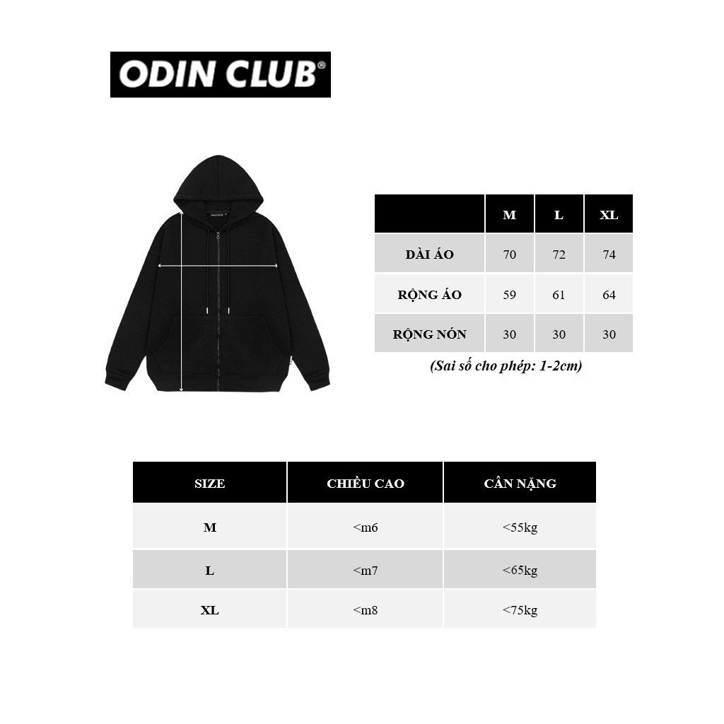 Áo Khoác Nỉ Dây Kéo, Hoodie Zip ODIN CLUB Nhiều Màu Form Rộng Unisex