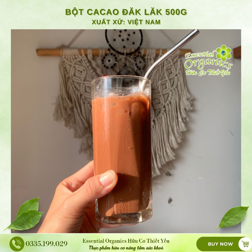 Bột Cacao Sạch Nguyên Chất Đăk Lăk Hộp 500gr Cacao Powder