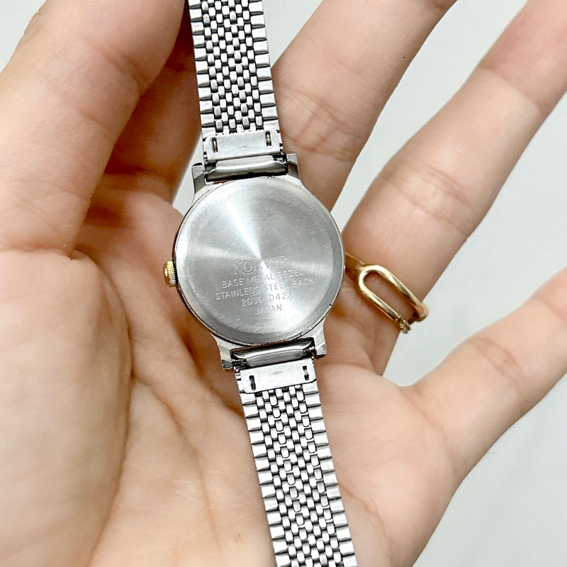 Đồng hồ si nữ máy nhật hiệu Noevip, mặt tròn dây kim loại trắng