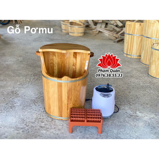Thùng gỗ Pơmu xông chân kèm phụ khoa kèm máy xông 2l và ghế lăn