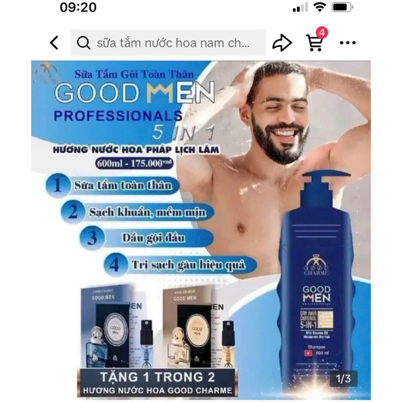 Sữa Tắm Trắng da Tẩy tế bào chết 900ml- Tắm gội Nam