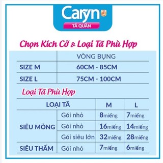 TẢ QUẦN CARYN M16/L14/XL12 MIẾNG