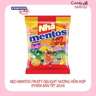 Kẹo Mentos Fruity Delight hương hỗn hợp Cam gừng và Xoài khoai môn (Phiên bản Tết 2024)