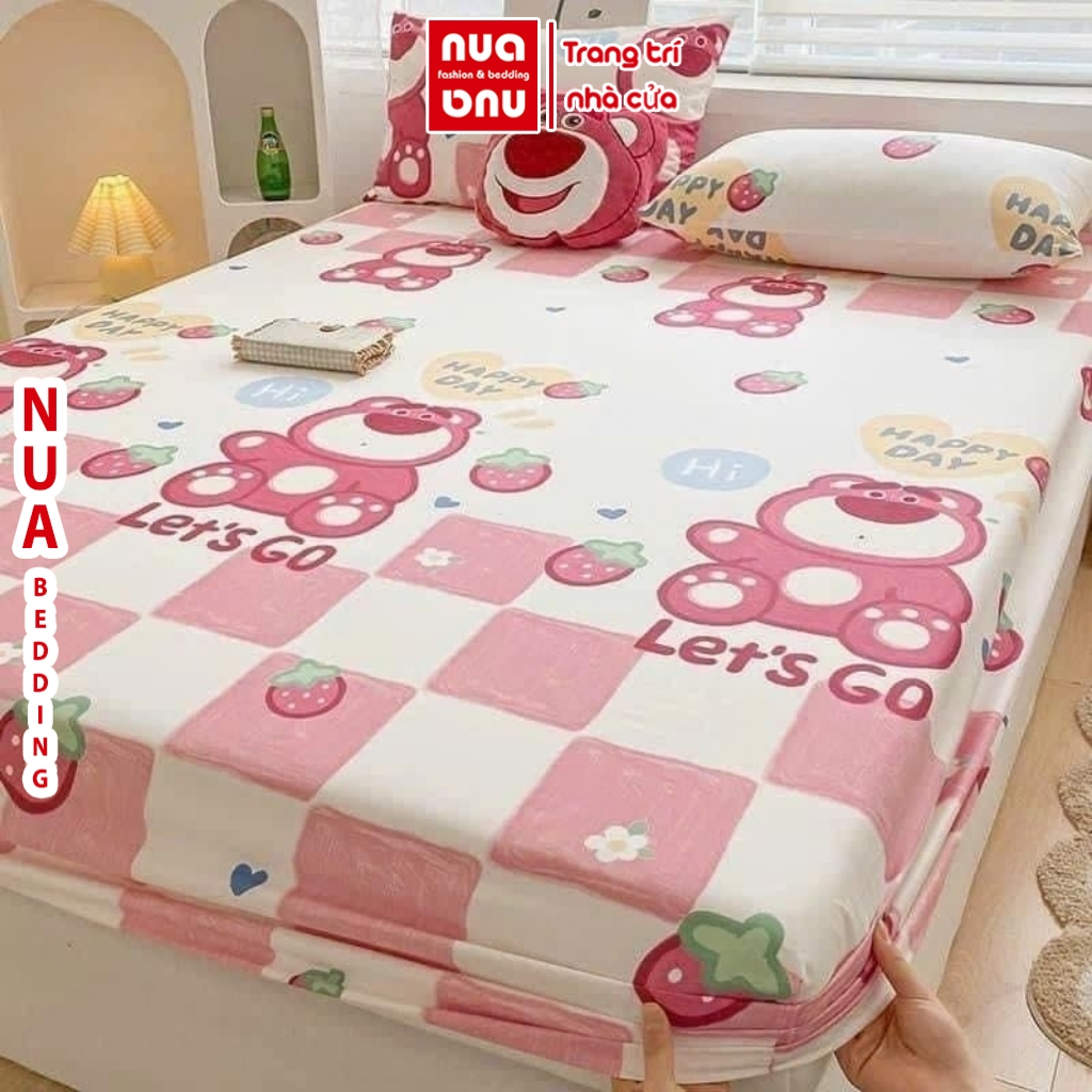 Bộ Ga Gối 3 Món m6/m8 Gồm 1 Ga Giường + 2 Vỏ Gối Đầu, Mẫu Gấu Letgo Mẫu Đẹp Chất Vải Mềm Mát
