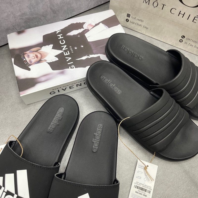 DÉP QUAI NGANG ADILETTE COMFORT LOGO "BLACK WHITE" - CG3425