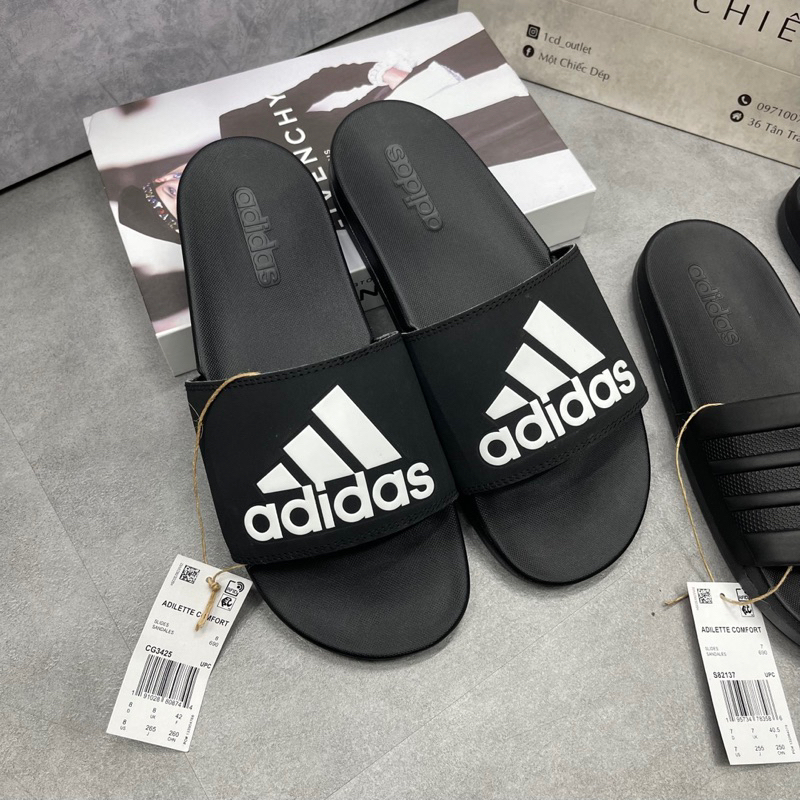 DÉP QUAI NGANG ADILETTE COMFORT LOGO "BLACK WHITE" - CG3425