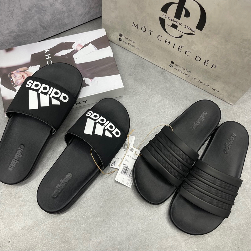 DÉP QUAI NGANG ADILETTE COMFORT LOGO "BLACK WHITE" - CG3425