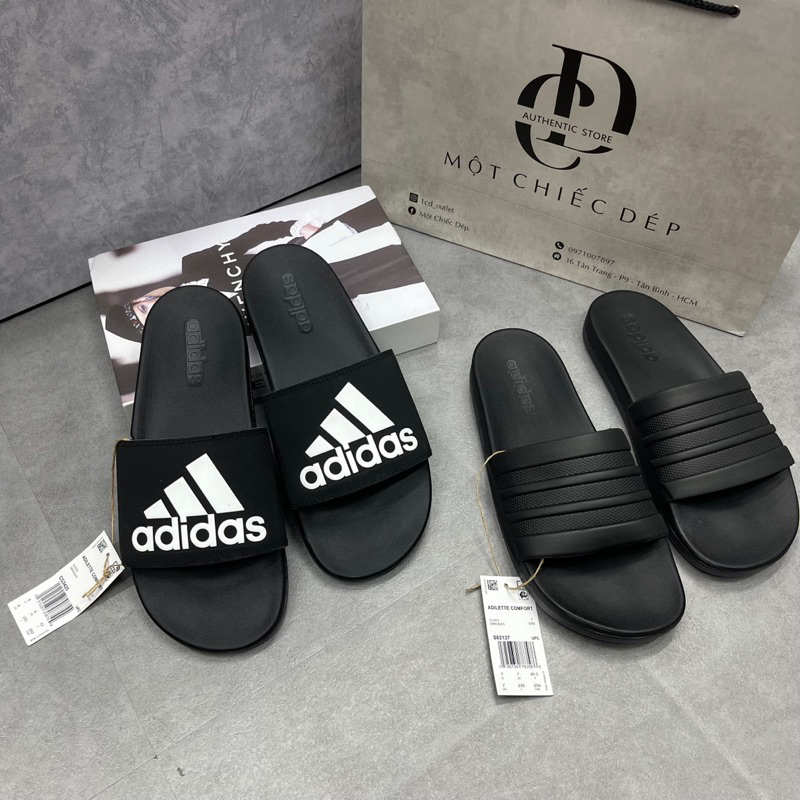 DÉP QUAI NGANG ADILETTE COMFORT LOGO "BLACK WHITE" - CG3425