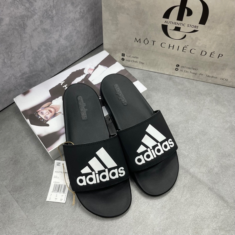 DÉP QUAI NGANG ADILETTE COMFORT LOGO "BLACK WHITE" - CG3425