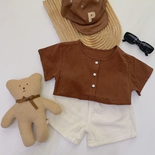 Áo somi cổ tròn thời trang mùa hè cho bé trai style Hàn Quốc basic