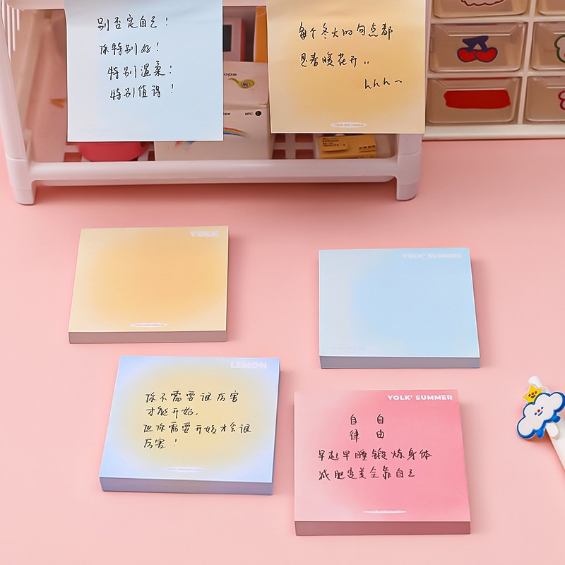 Tập giấy note ghi chú nhiều màu sắc theo phong cách Gradient Pastel dễ thương 8*8cm