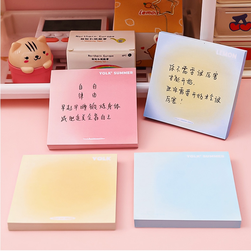 Tập giấy note ghi chú nhiều màu sắc theo phong cách Gradient Pastel dễ thương 8*8cm