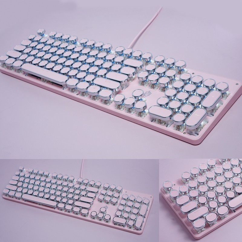 Bàn phím cơ máy tính HỒNG Cute T900 có 10 chế độ LED khác nhau, keybroad blue switch gõ cực đã cho cả pc, laptop
