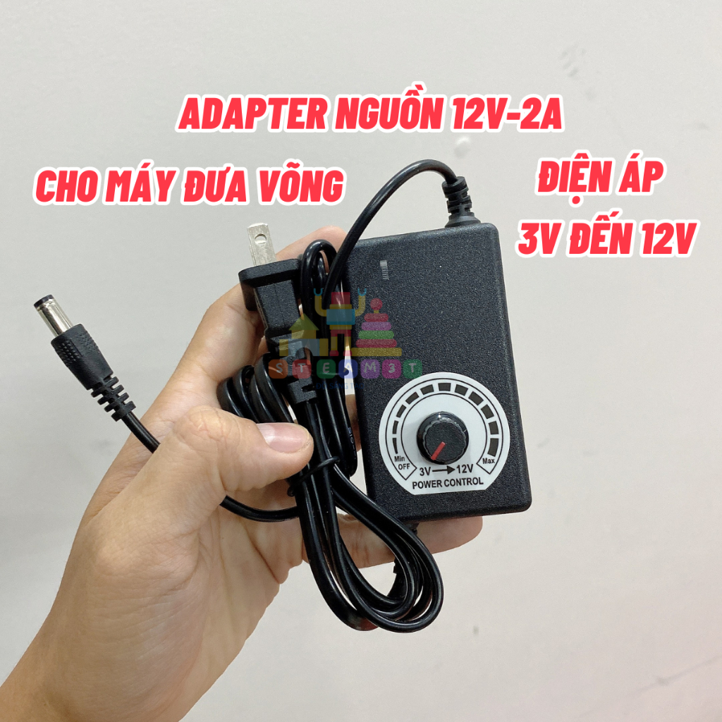 Nguồn adapter 12V 2A cho máy đưa võng - Điều chỉnh DC3-12V - LK0629