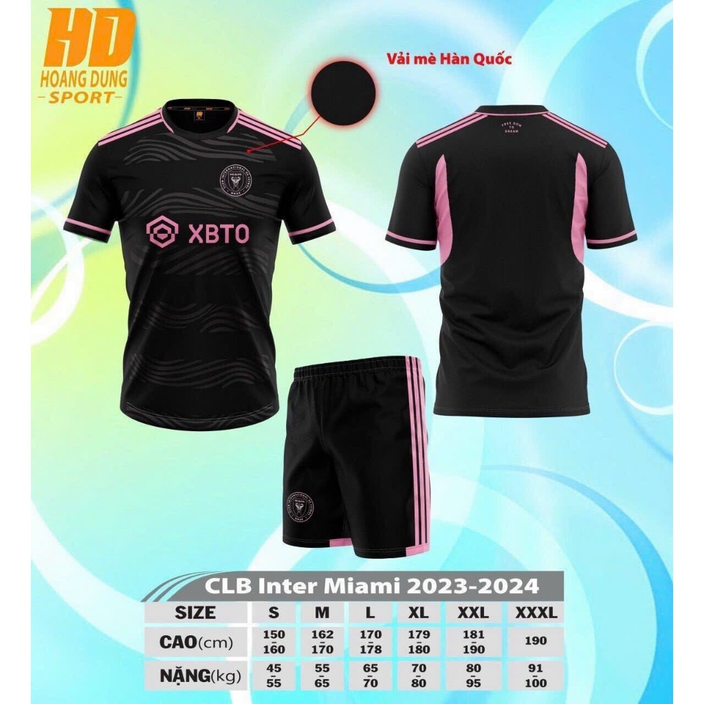 Bộ quần áo CLB INTER MIAMI (đen hồng) 2023 - 2024 thun mè Hàn Quốc cao cấp 7 SPORT