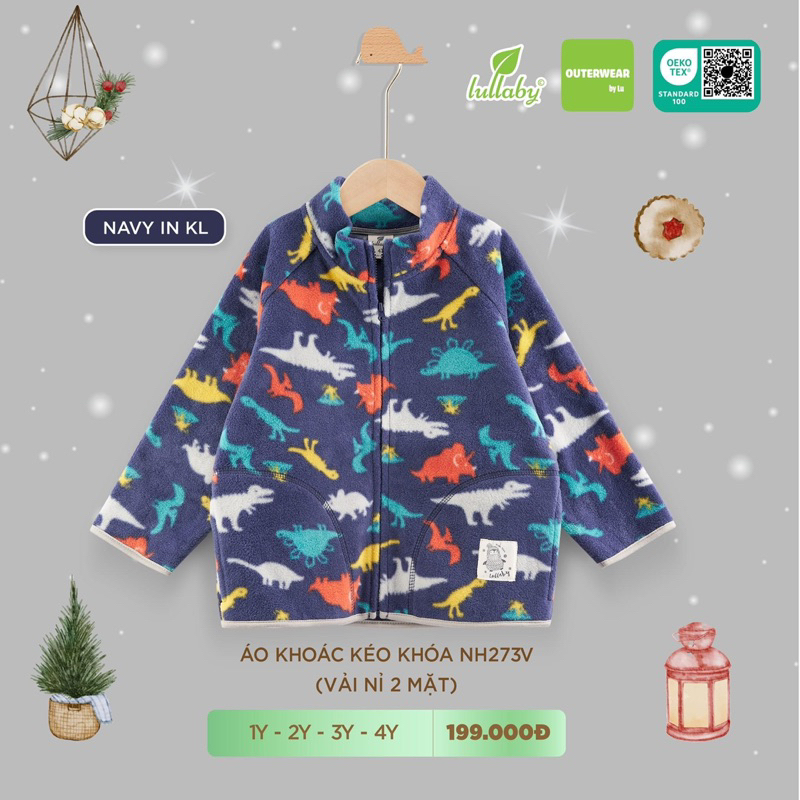 Lullaby áo khoác kéo khoá vải nỉ 2 mặt NH273V bé trai/ gái  2023