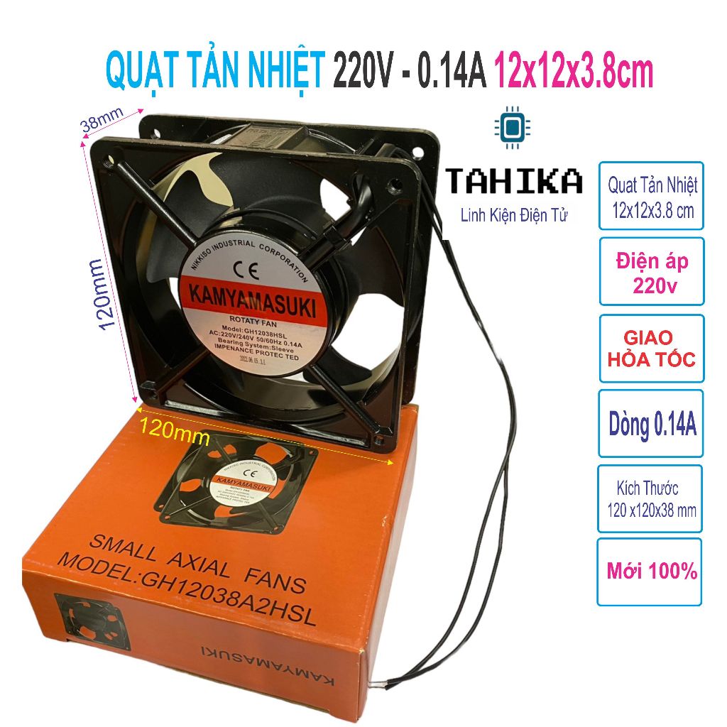 Quạt hút gió, thông gió KAMYAMASUKI 220V 12x12 cm - linh kiện điện tử  TAHIKA