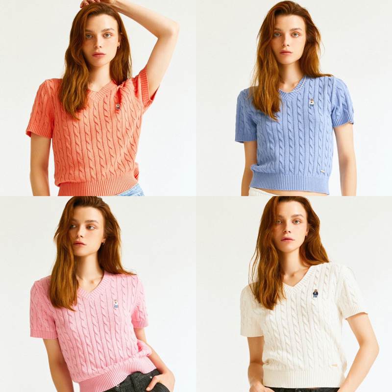 Áo len Sweater Crop V-Neck WHO.A.U Steve Cable