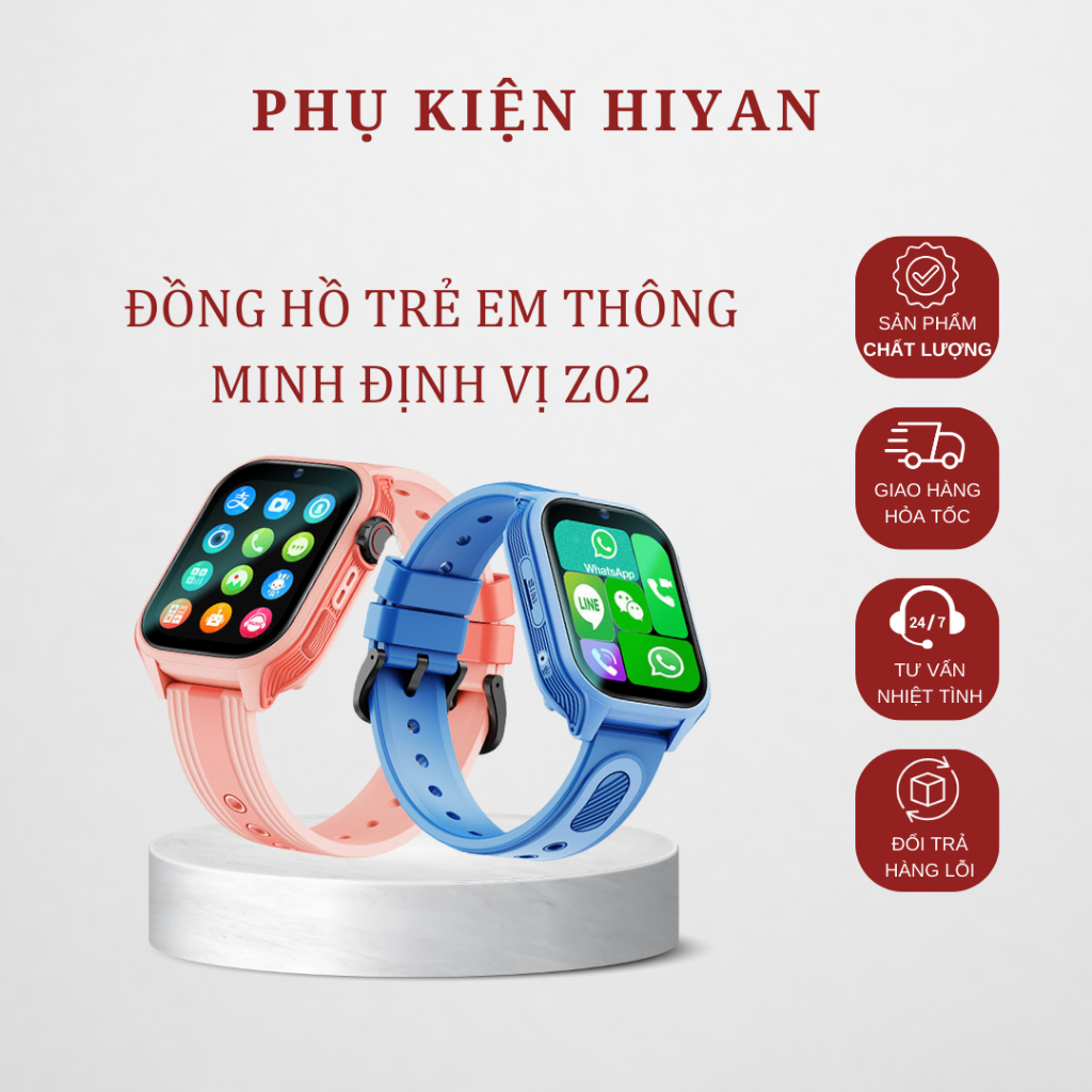 Đồng Hồ Thông Minh Trẻ Em HIYAN Z02, Nghe Gọi 2 Chiều Định Vị, Video Call Pin Trâu Bảo Hành 12 Tháng | HIYAN