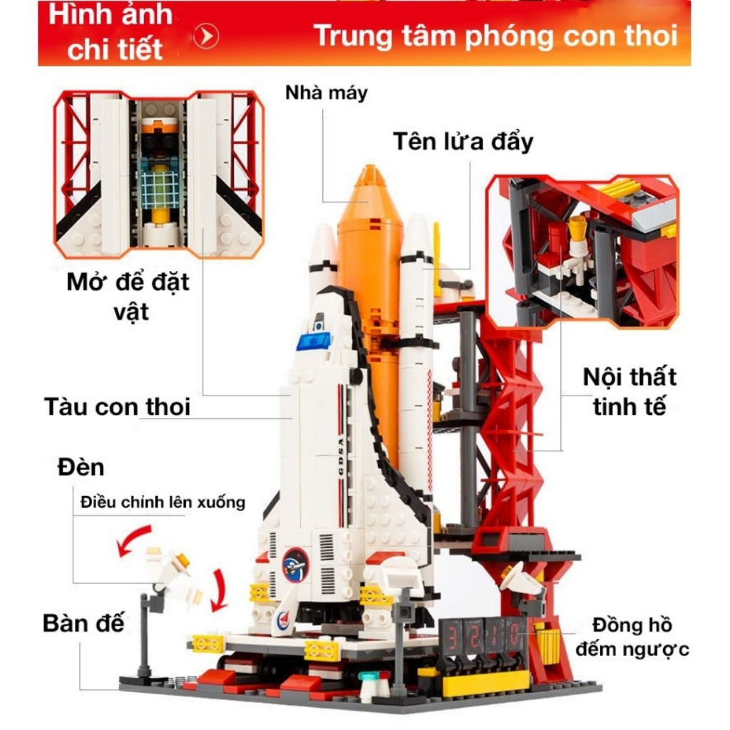 Đồ chơi xếp hình, đồ chơi lắp ráp tàu vũ trụ trung tâm điều khiển EASYKIDS giúp bé phát triển trí tuệ