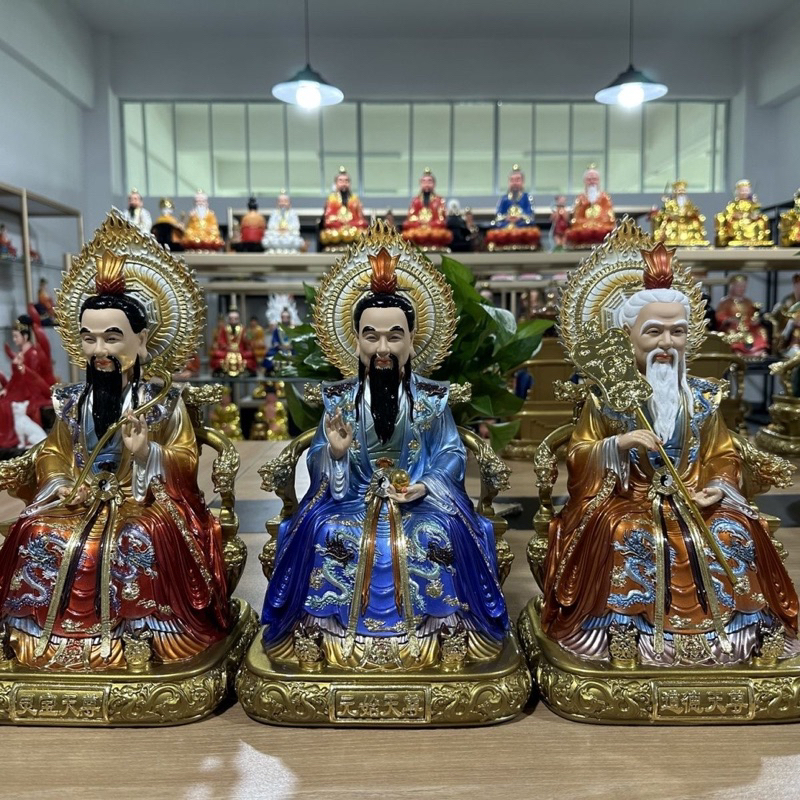 Bộ tượng Tam Vị Thiên Tôn Đạo Giáo cao 36cm, 50cm và 60cm