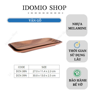 Dĩa Chữ Nhật Melamine Giả Vân Gỗ