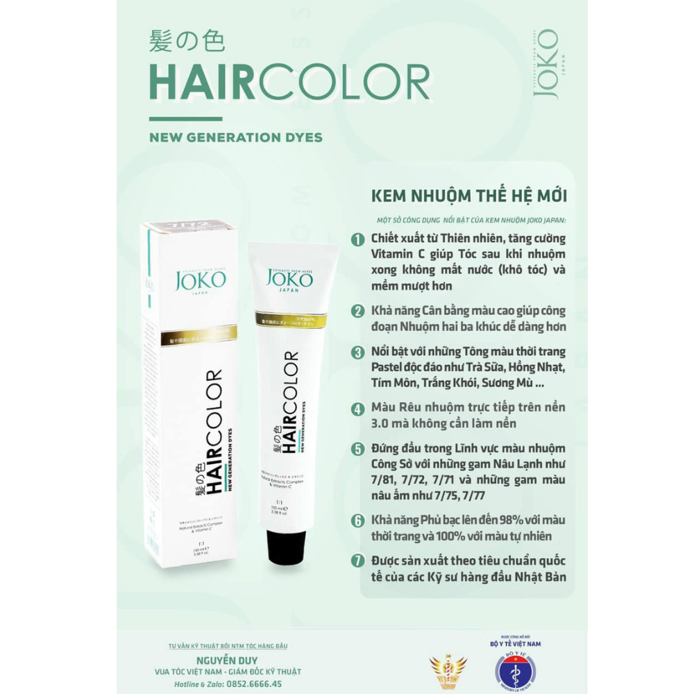 Kem nhuộm tóc Nhật Bản JOKO Japan  Kem nhuộm thế hệ mới - 100ml