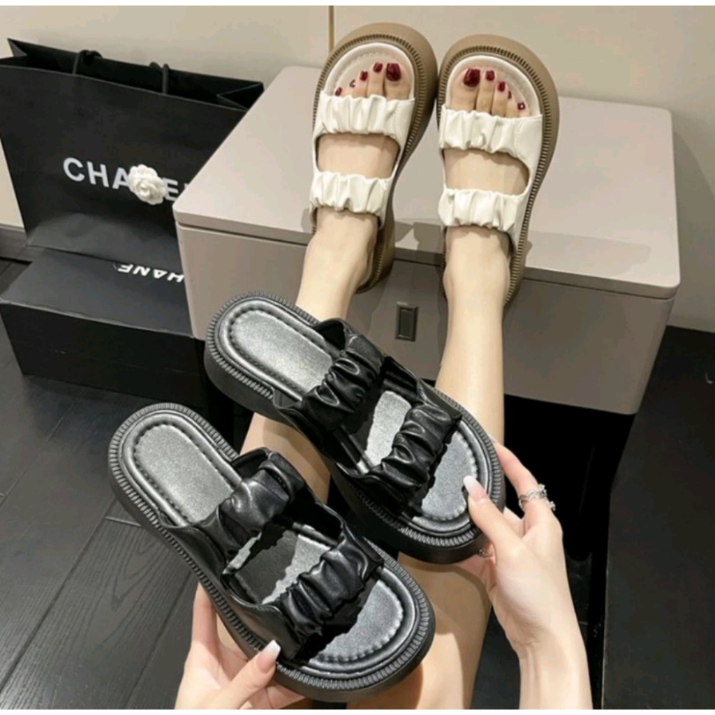 Dép Sandal Nữ Quai Nhúm độn đế 4cm siêu hách dáng siêu êm nhẹ