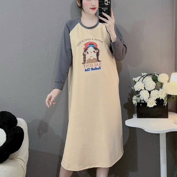 Váy Dài Tay Cô Gái Mặc Thai Kỳ Và Sau Sinh