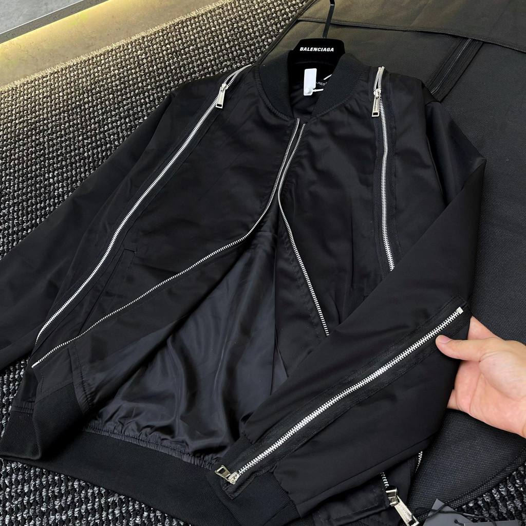 Áo khoác bomber nam DSQ chữ thêu mix khóa cao cấp - Áo khoác nam DSQ 2 lớp cao cấp