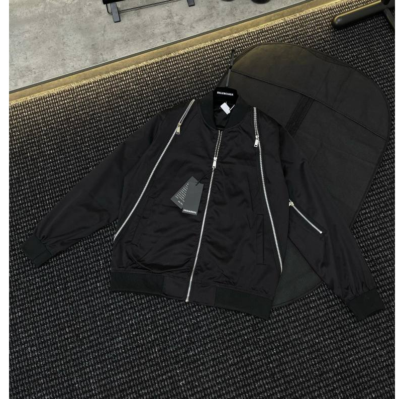 Áo khoác bomber nam DSQ chữ thêu mix khóa cao cấp - Áo khoác nam DSQ 2 lớp cao cấp