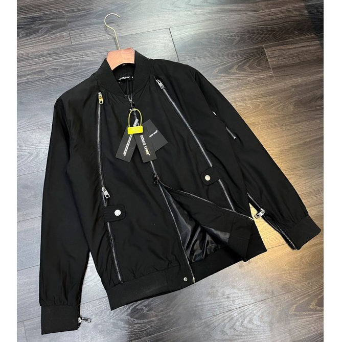 Áo khoác bomber nam DSQ chữ thêu mix khóa cao cấp - Áo khoác nam DSQ 2 lớp cao cấp