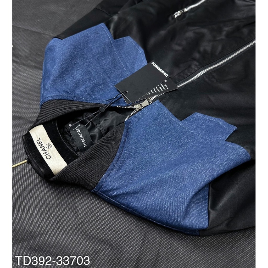 Áo khoác gió bomber DSQ chữ vàng siêu hot hit-Áo khoác thu đông vá vải xanh 2 vai siêu đẹp