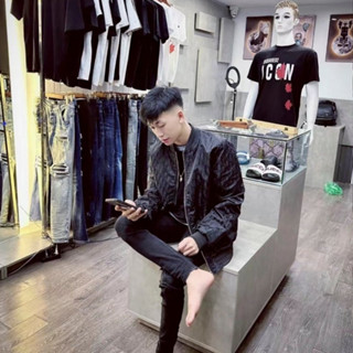 Áo Khoác Bomber Dior Họa Tiết Vân Chìm New 2023, Áo Khoác Bomber Nam Nữ Siêu Cấp Dệt Vân Chìm