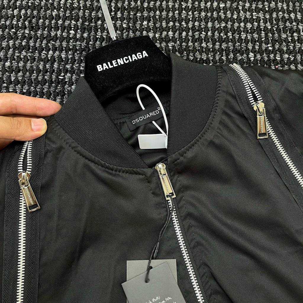 Áo khoác bomber nam DSQ chữ thêu mix khóa cao cấp - Áo khoác nam DSQ 2 lớp cao cấp