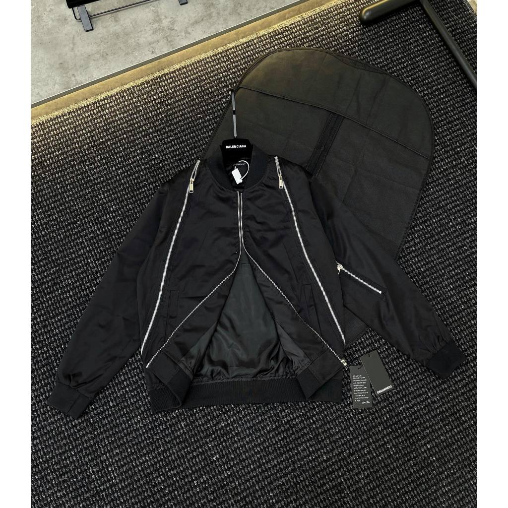Áo khoác bomber nam DSQ chữ thêu mix khóa cao cấp - Áo khoác nam DSQ 2 lớp cao cấp