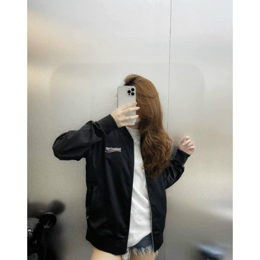 🔥Hot🔥Áo khoác bomber Balenciaga thêu chữ thiết kế hot trend Nam nữ New 2023