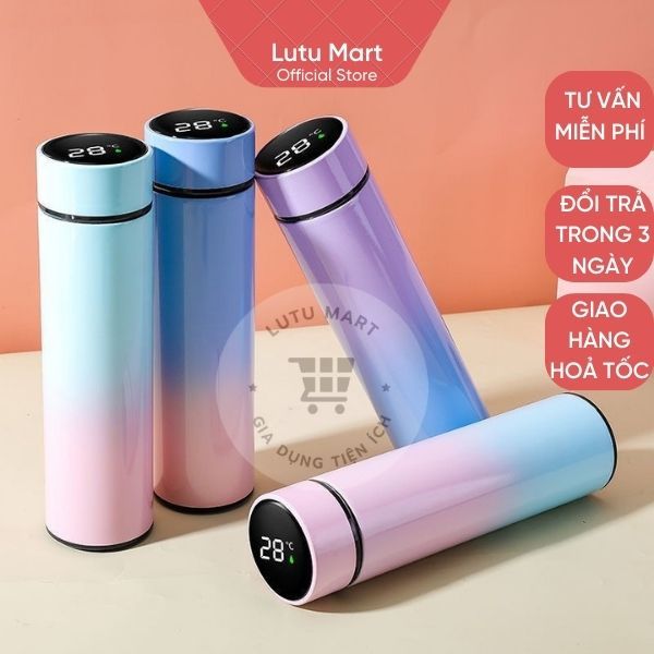 Bình Giữ Nhiệt Hiển Thị Nhiệt Độ Inox 304 Màu Pastel Thép Không Gỉ Cao Cấp 450ml - Lutu Mart