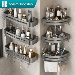 Kệ Góc Tường Nhà Tắm Nhà Vệ Sinh Dán Bằng Keo Khoan Vít Chất Liệu Nhôm Không Gỉ Hakimi - HK00
