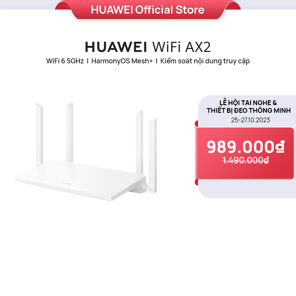 Bộ định tuyến WiFi HUAWEI AX2 | WiFi 6 5GHz hỗ trợ lên đến 1500 Mbps