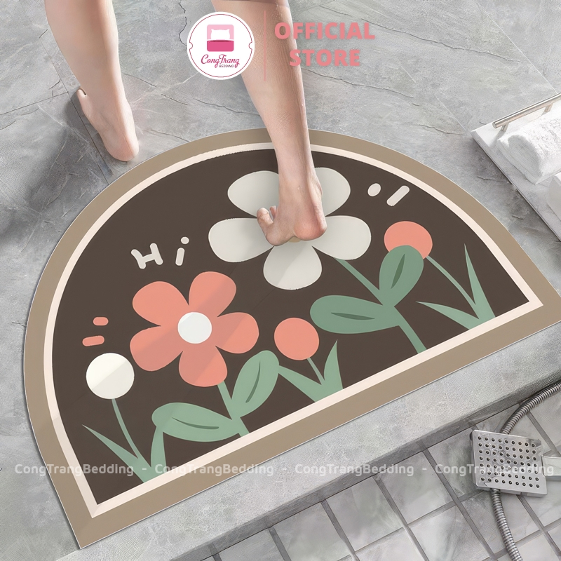Thảm Chùi Chân Bali BÁN NGUYỆT Hình Thú, Hoa Quả - Đế Cao Su Chống Trơn