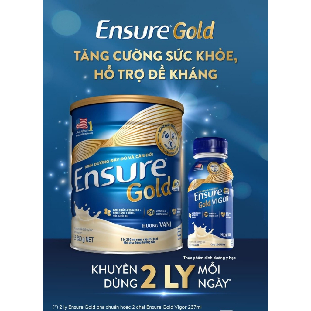 Sữa bột Ensure Gold Abbott hương vani (HMB) 850g ( date mới)