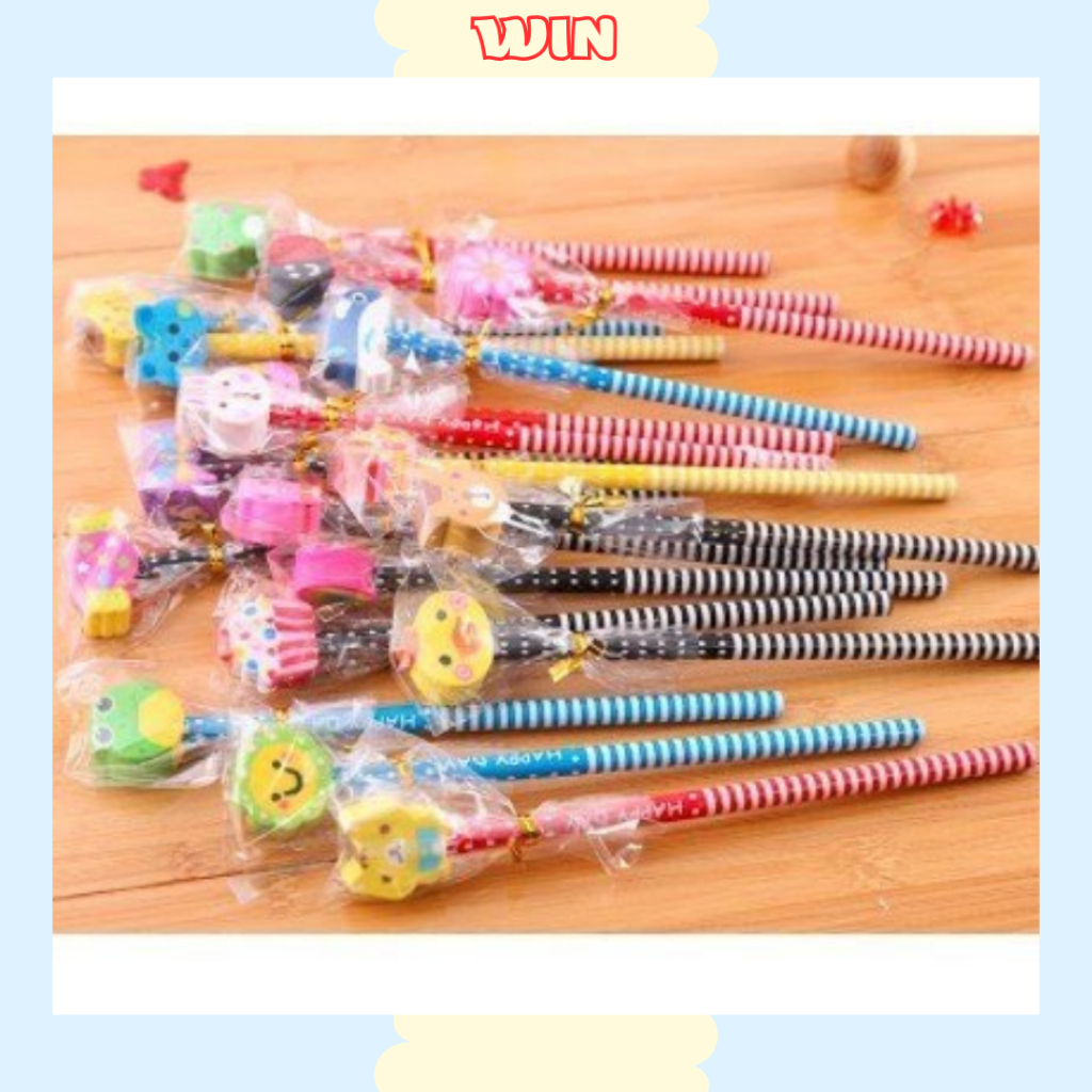 Bút chì kèm tẩy hình con vật đáng yêu cho bé tập viết tập vẽ